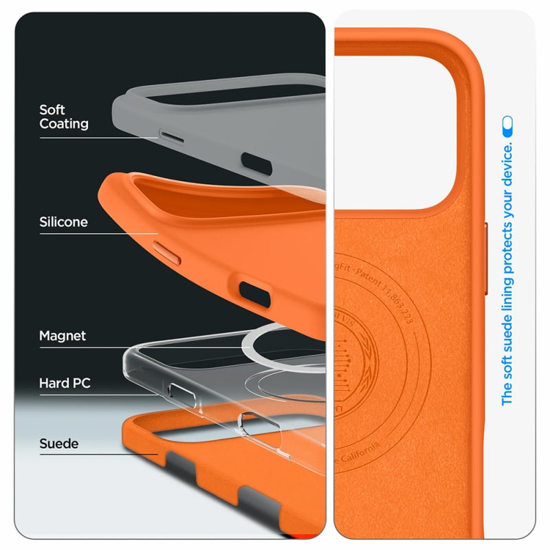 Spigen silikonska futrola s MagSafeom za Apple iPhone 17 Pro Cosmic Orange ACS11379
