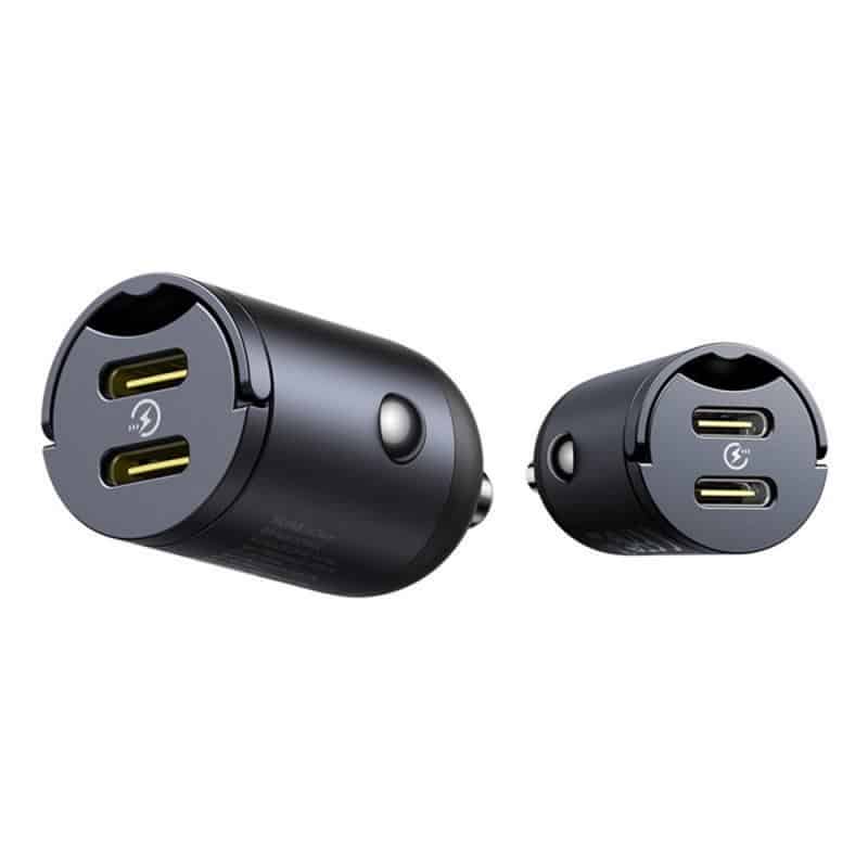 Auto punjač Baseus Tiny Star 30W 3A 2 x USB-C crni