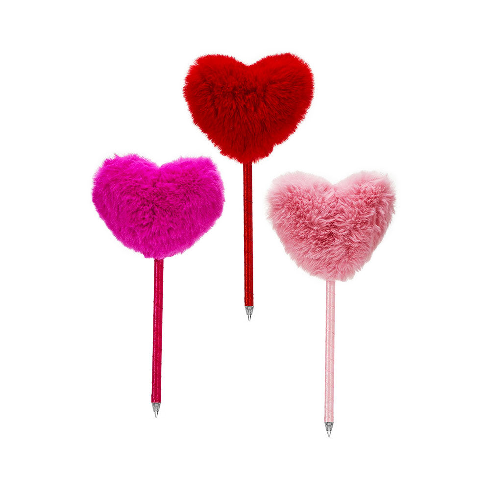 Kemijska olovka sa pom-pom srcem – 21 cm Roza