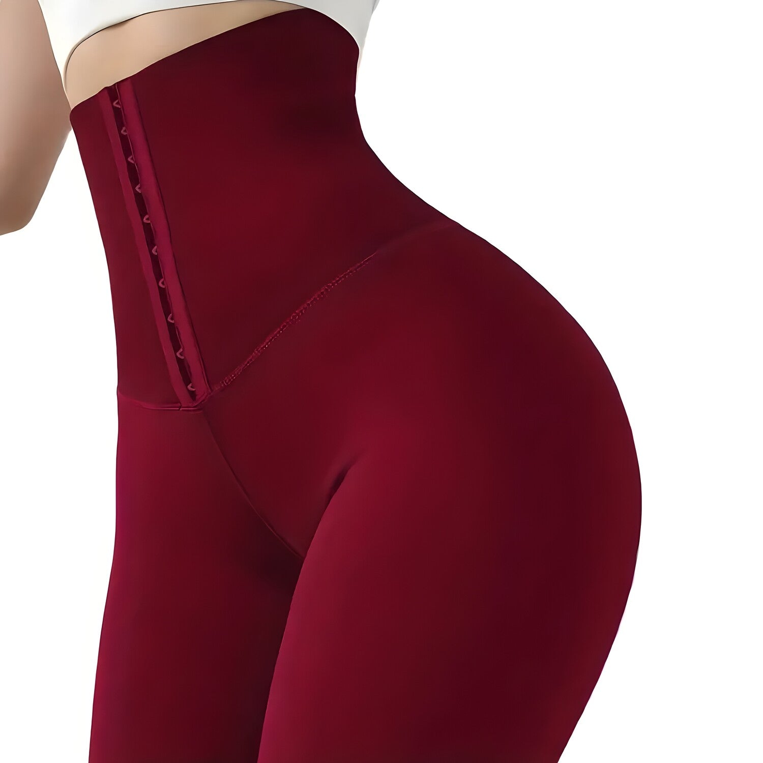 Tajice s visokim pojasom na zakopčavanje - Bordo / XXXL KP30268
