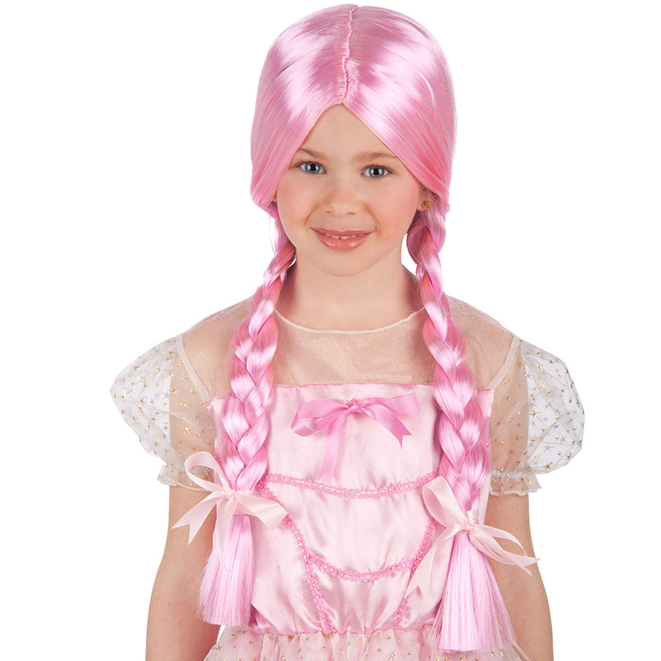 Perika sa pletenicama roza