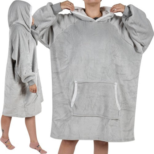 Mekani XXL Deka s rukavima - siva