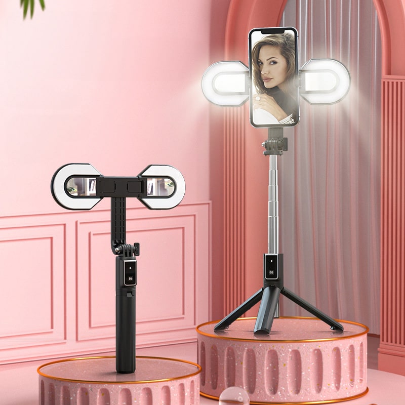 SELFIE STICK MINI - S ODVOJIVIM BLUETOOTH DALJINSKIM UPRAVLJAČEM STATIVOM I 2 LED SVJETLA - P40S-M CRNI