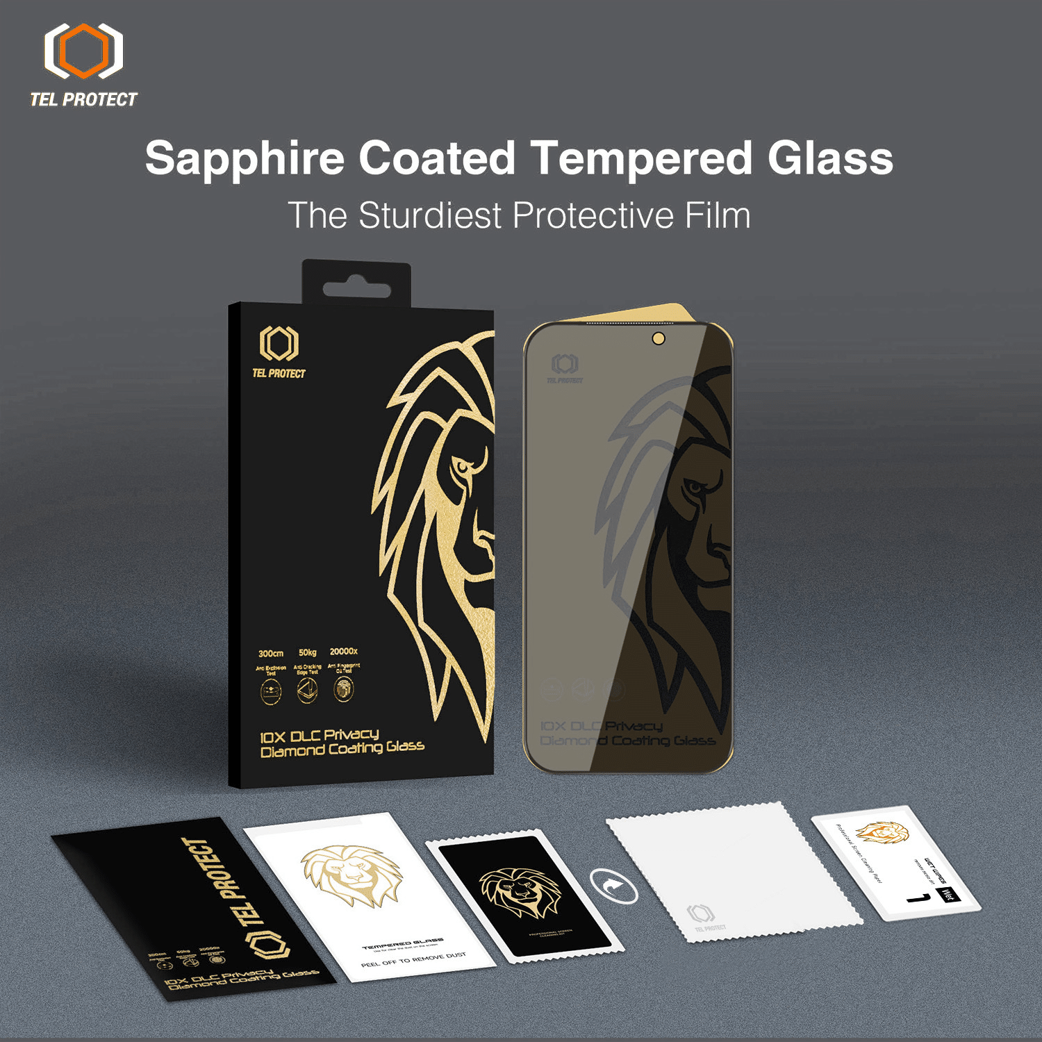 Tel Protect 10X Privacy DLC dijamantni premaz Anti-Spy kaljeno staklo za iPhone 17 Pro