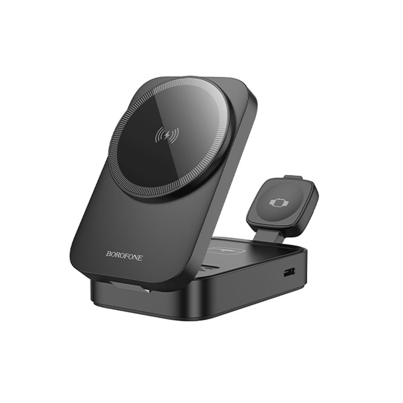 Borofone BQ38 Sharp 3-u-1 bežični punjač od 15 W crne boje