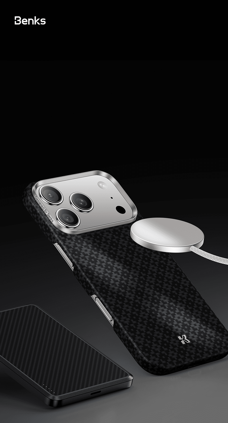 Benks Magnetic Air Armor Grid Kevlar maska ​​s metalnim okvirom 600D za iPhone 17 crna