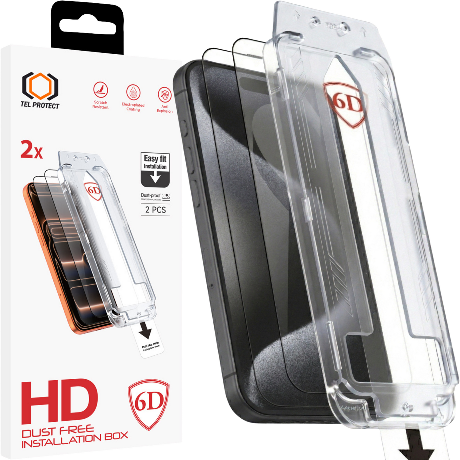 Tel Protect Dust-Free Easy Fit Full Glue 6D kaljeno staklo za iPhone 17 Pro crno - 2 komada