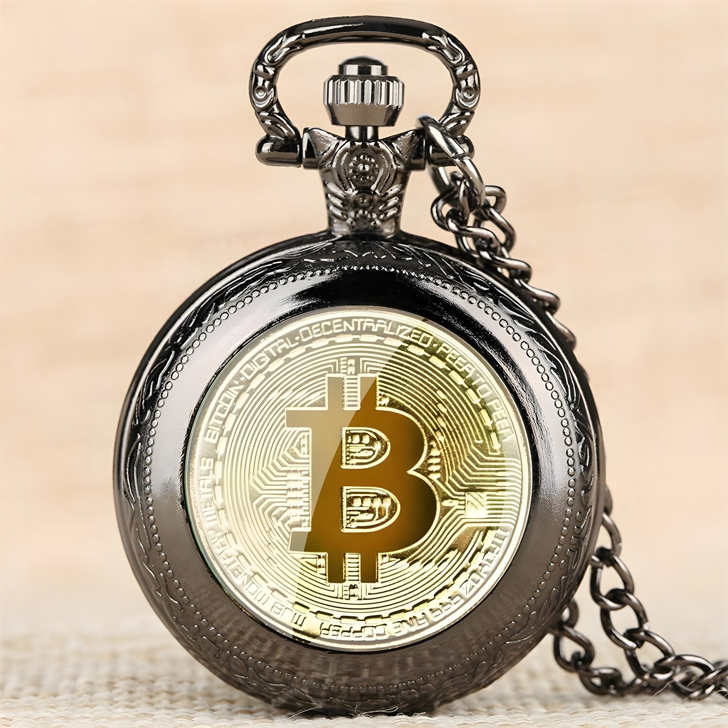 Džepni Sat Bitcoin - Crni KP5817