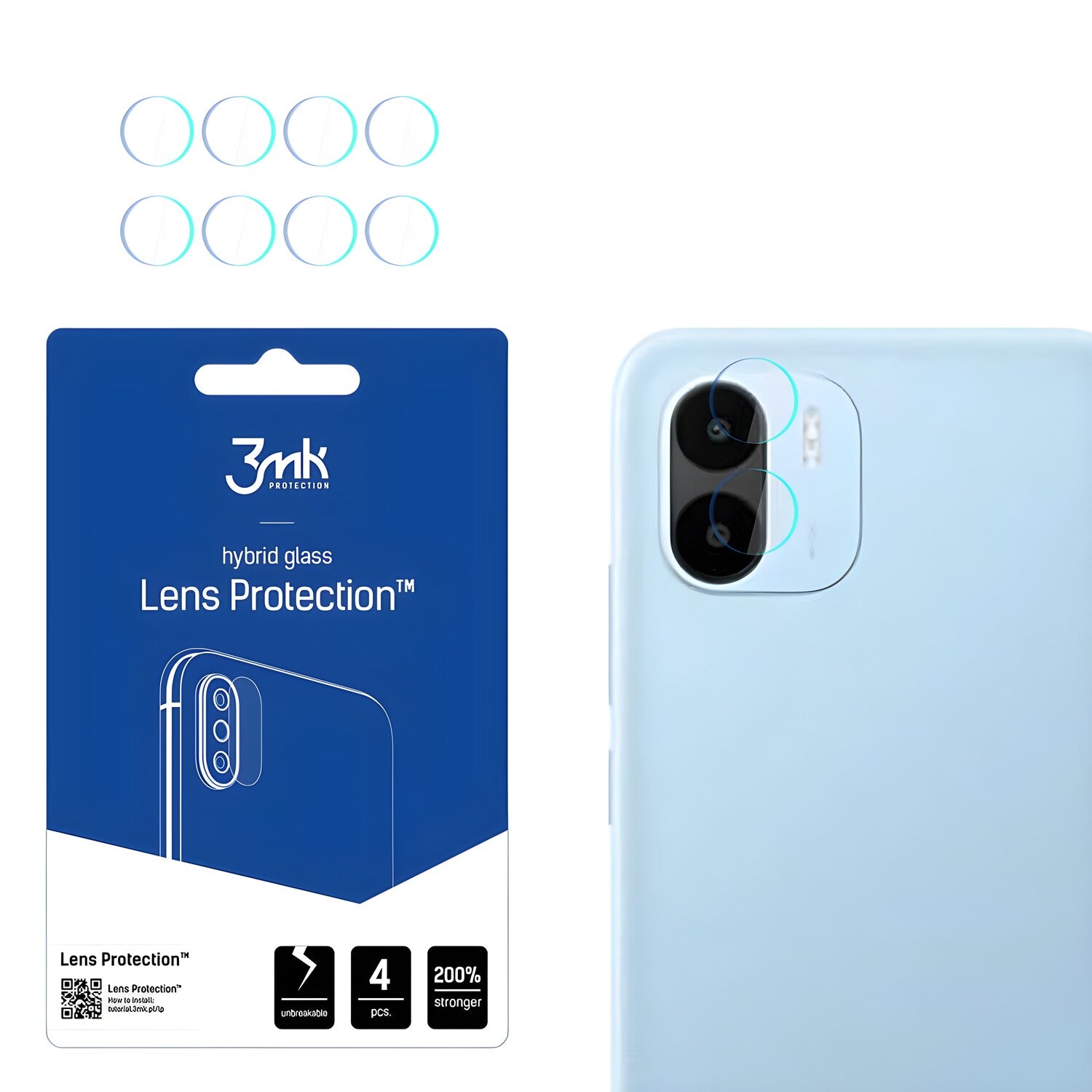 4x Staklo za kameru 3mk za Xiaomi Redmi A1/Redmi A1 Plus - Prozirna KP22669