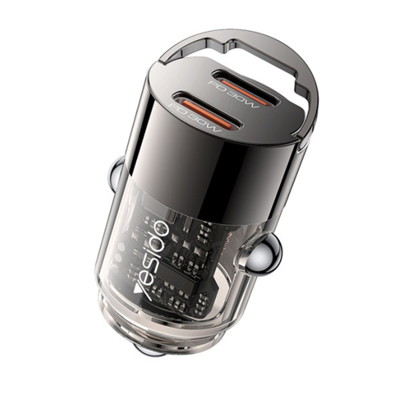 Auto punjač Yesido Y69 30W 3A 2 x USB-C crni